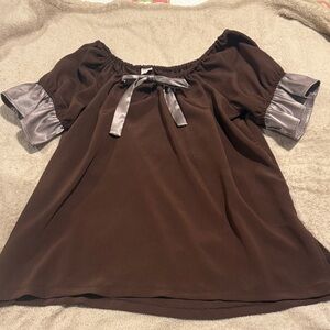 Brown Top with Silver Accents